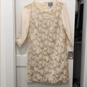 Cream Dress with silver and gold embroidery